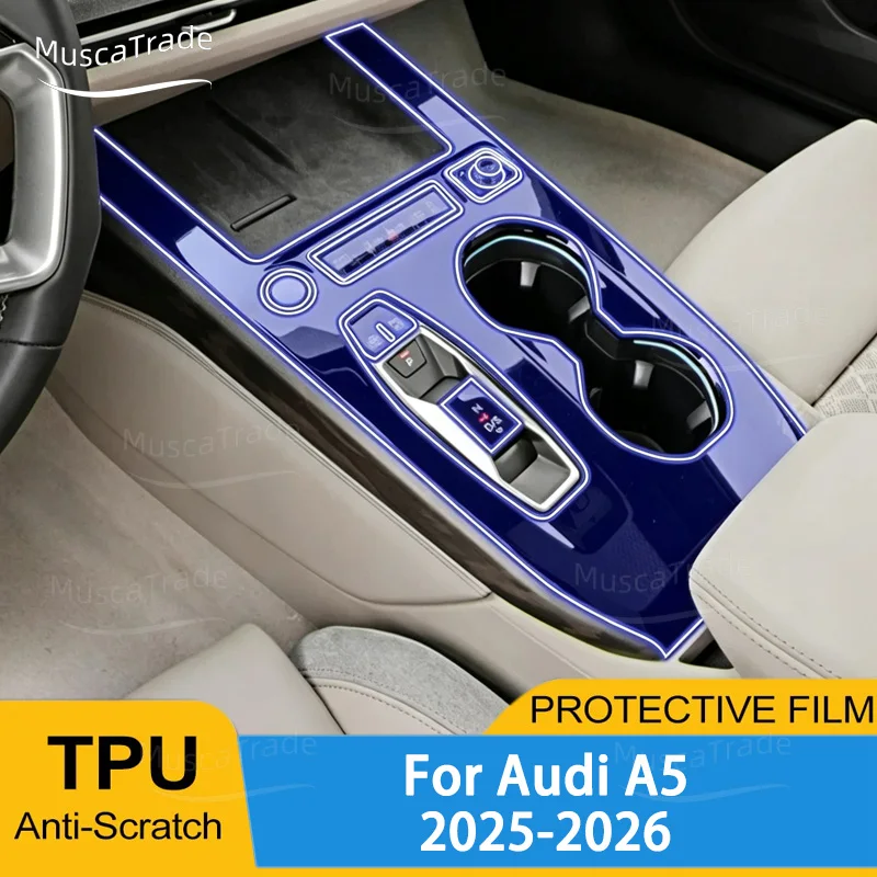 Film de protection TPU pour Audi Nouvelle A5 B10 2025 2026, console centrale intérieure, transparent, anti-rayures, accessoires intérieurs pour voiture