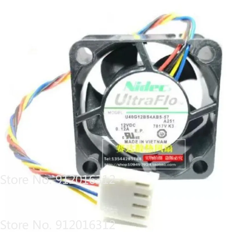 New Fan for NIDEC U40G12BS4AB5-57 4020 12V 0.12A 4 Wire PWM Cooling Fan 4cm 40 * 40 * 20mm