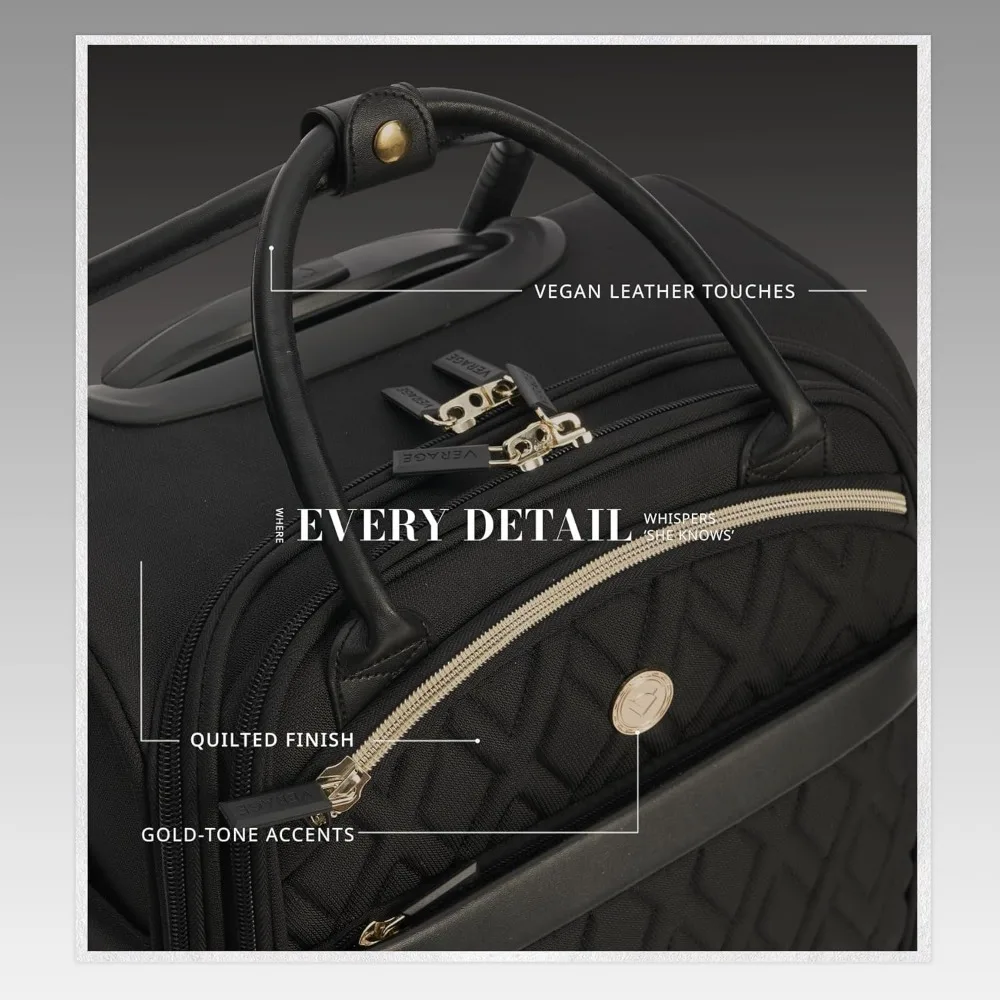 Spinner Carry-On Luggage 18x14x8 Inches, USB Charging Ports, Padded Laptop Pocket, Airplane Personal Item Bag