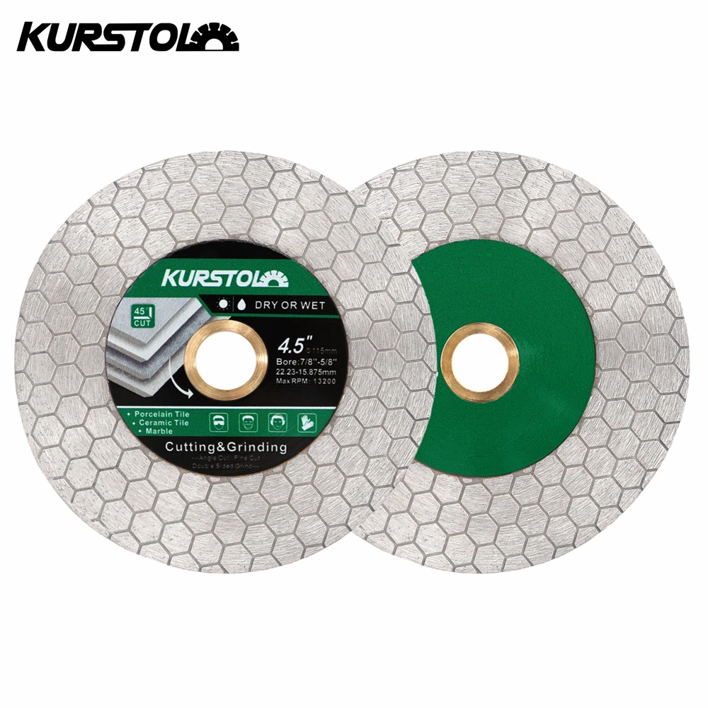 

KURSTOL 2pcs 4.5inch/115mm Diamond Saw Blade Hex Double-sided Cutter Stone Granite Tile Ceramic Cutting Disc Grinding Wheel