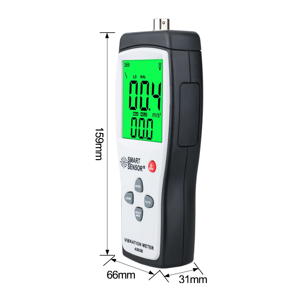 Digital Vibration Meter 10HZ~1KHZ 0.1~199.9m/s Precision AS63B Handheld Vibration Analyzer Professional Vibrator Tester