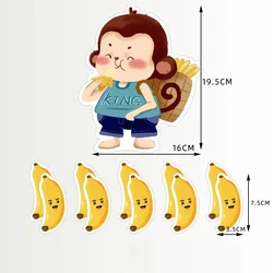 11pcs Set 20cm Monkey eat bananas Rewritable Magnetic Sticker Classroom Grouping Team Confrontation Games Learning Teaching Aids