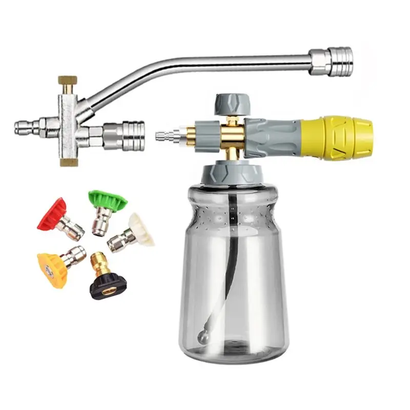 Foam-Cannon With 5 Pressure Washer Sprayer Nozzles, Foam-Cannon Dual Connector Accessory,1/4 Inch Quick Connect-Y79A