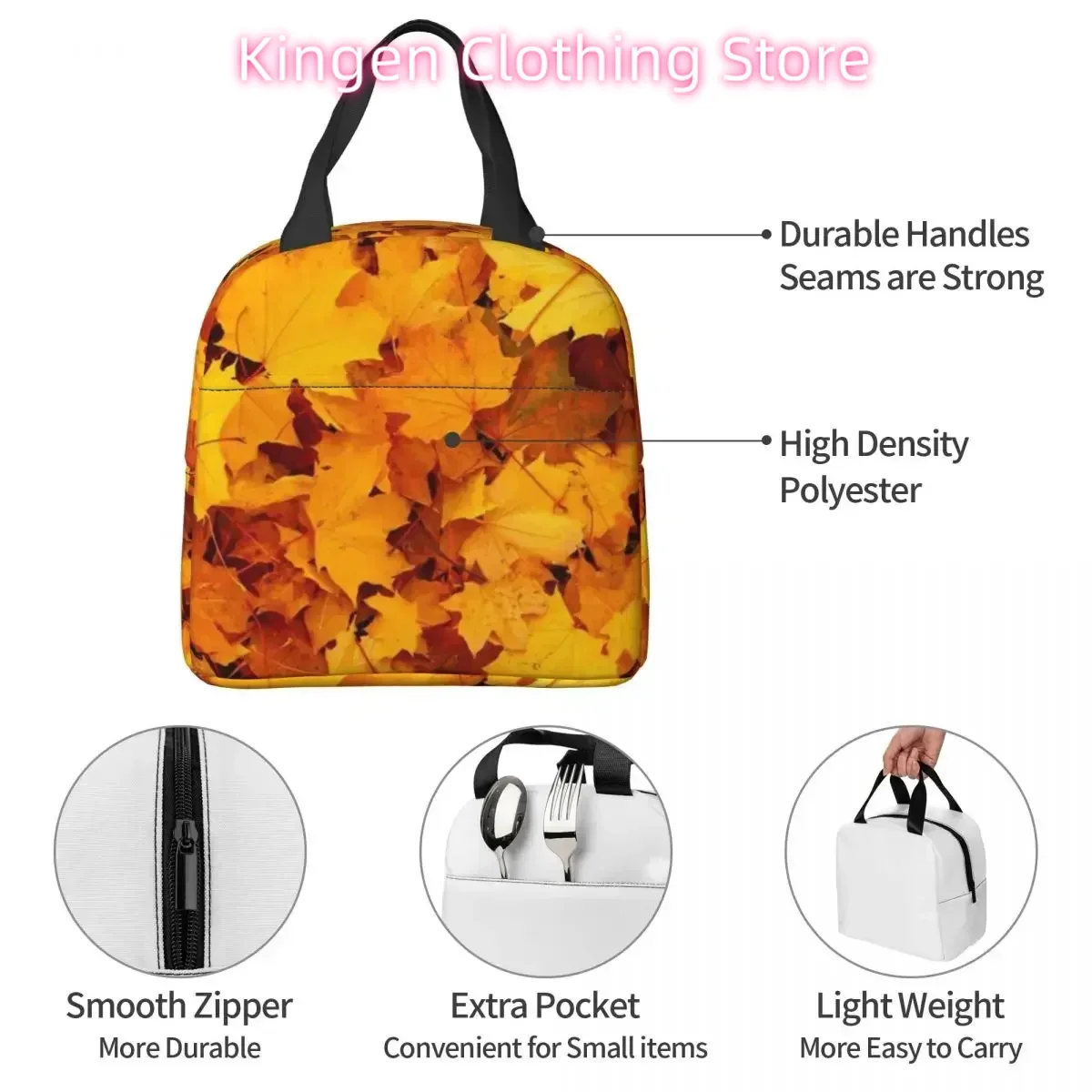 Autumn Leaves Insulated Lunch Bags Leakproof Picnic Bags Thermal Cooler Lunch Box Lunch Tote for Woman Work Children School