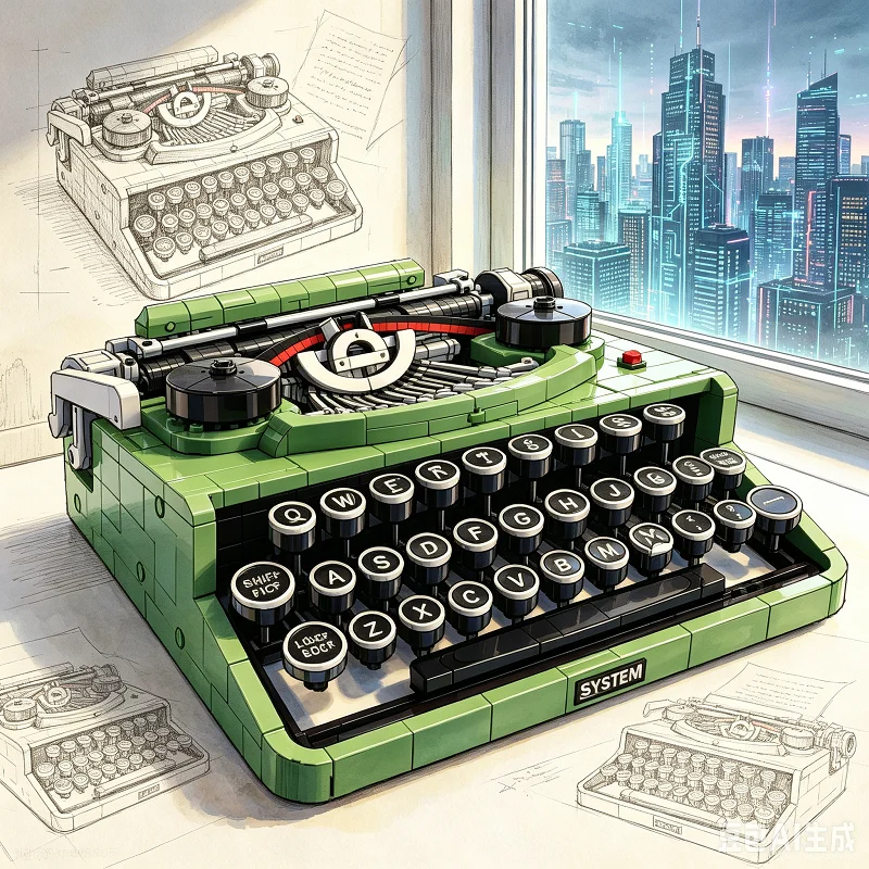 Retro typewriter building blocks for adult collection retro display model toys unique children's gifts home decoration