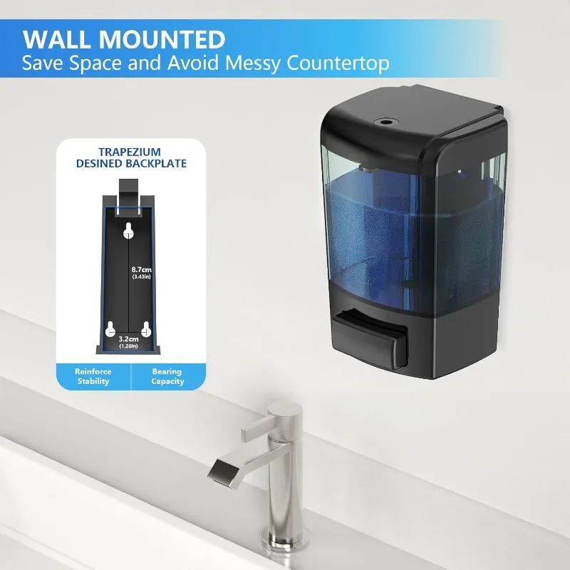 Wall Mounted Soap Dispenser ,Bathroom Manual Soap Dispenser , Refillable hand soap dispenser 23.7oz (700ml)