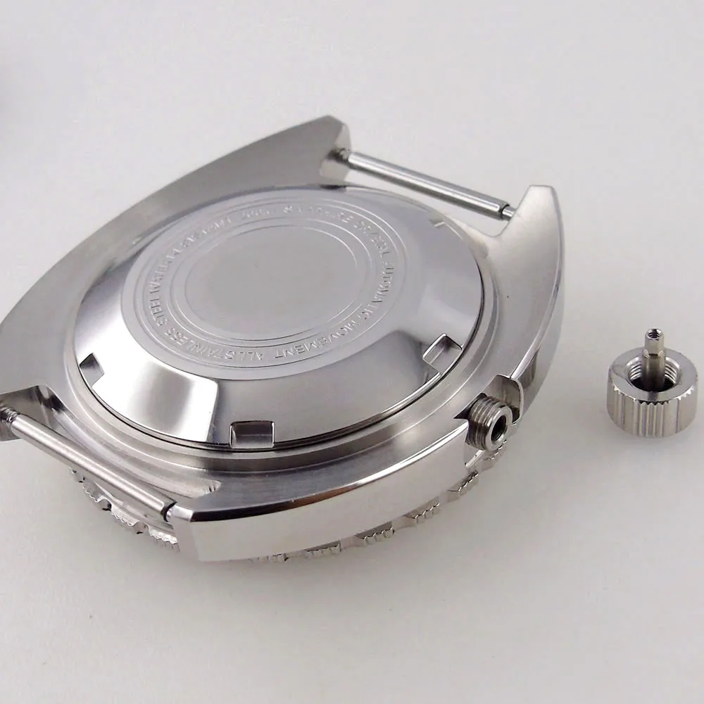 Silver 42mm Steel Diver Watch Case for NH34 NH35 NH36 NH37 NH38 NH39 NH70 NH72 Movement 200m Waterproof Wristwatch Parts