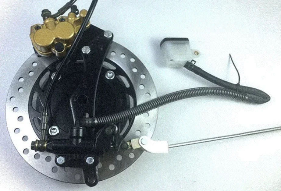 Universal Rear Disc Brake Conversion Kit for Straddle Motorcycles - Replace Drum Brake with Disc Brake Caliper & Rotor