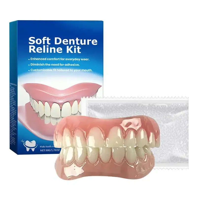 Denture Silicone Kit Denture Silicone Liners Soft Denture Kit Soft Denture Kit Teeth Upper And Lower Set Easy Use Dental care