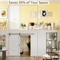 6-Panel White Primed Bifold Closet Doors 72x80, Hollow Core Interior Folding Barn Door with Hardware 4