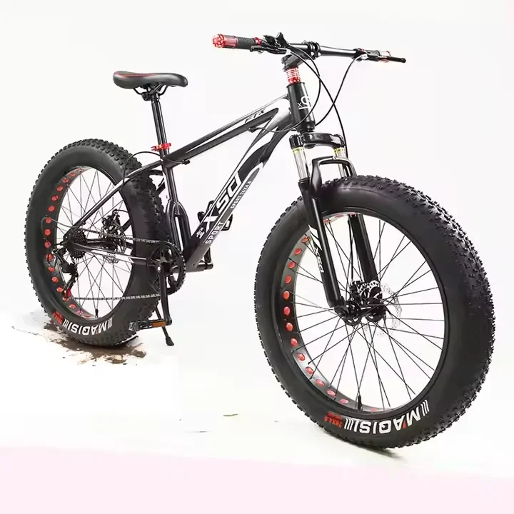 For 26 Inch 21 Speed Variable Speed Beach Snow Bike Shock Sorption Disc Brake Mountain Widened Tire Bicycle Fatbike Off Road