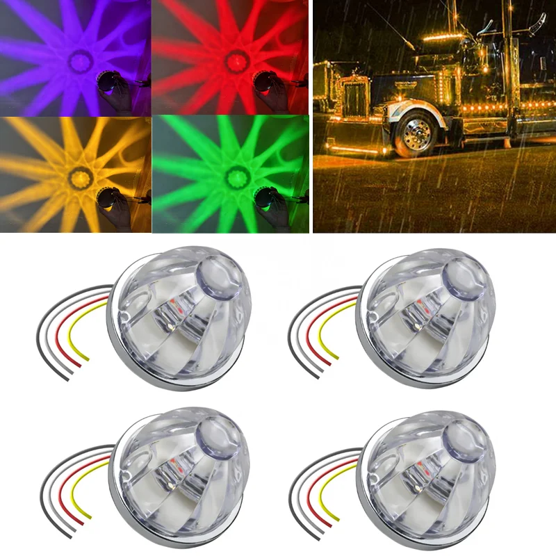 

4PCS Caravan Lorry Led Watermelon Side Marker Light Dual Color Strobe Clearance Lights Truck Lamp for Car Trailers Underglow