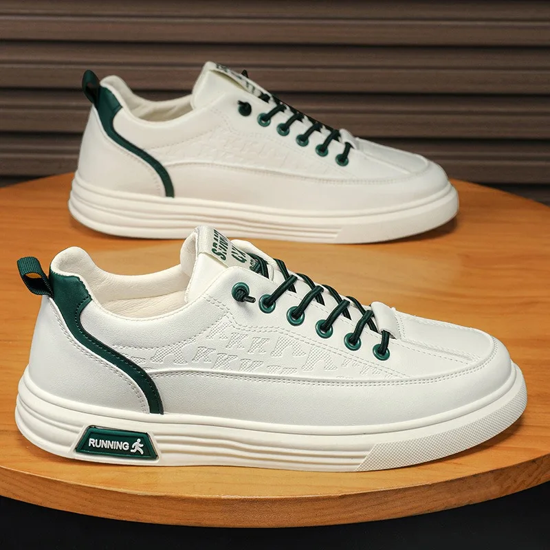 Men's Block Embossed Faux Leather Skate Shoes No Tie Elastic Laces Light Anti Slip Street Office Daily Casual Sneakers Versatile