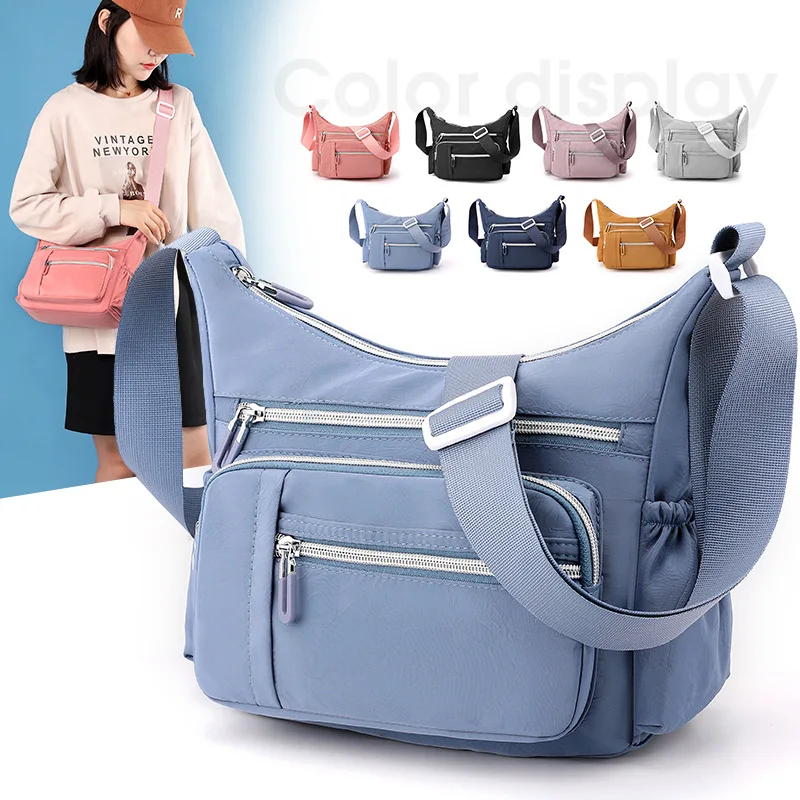 

2025 SS New Multi-pocket Nylon Bag Women Waterproof Dumpling Large Capacity Shoulder Crossbody Casual Purse