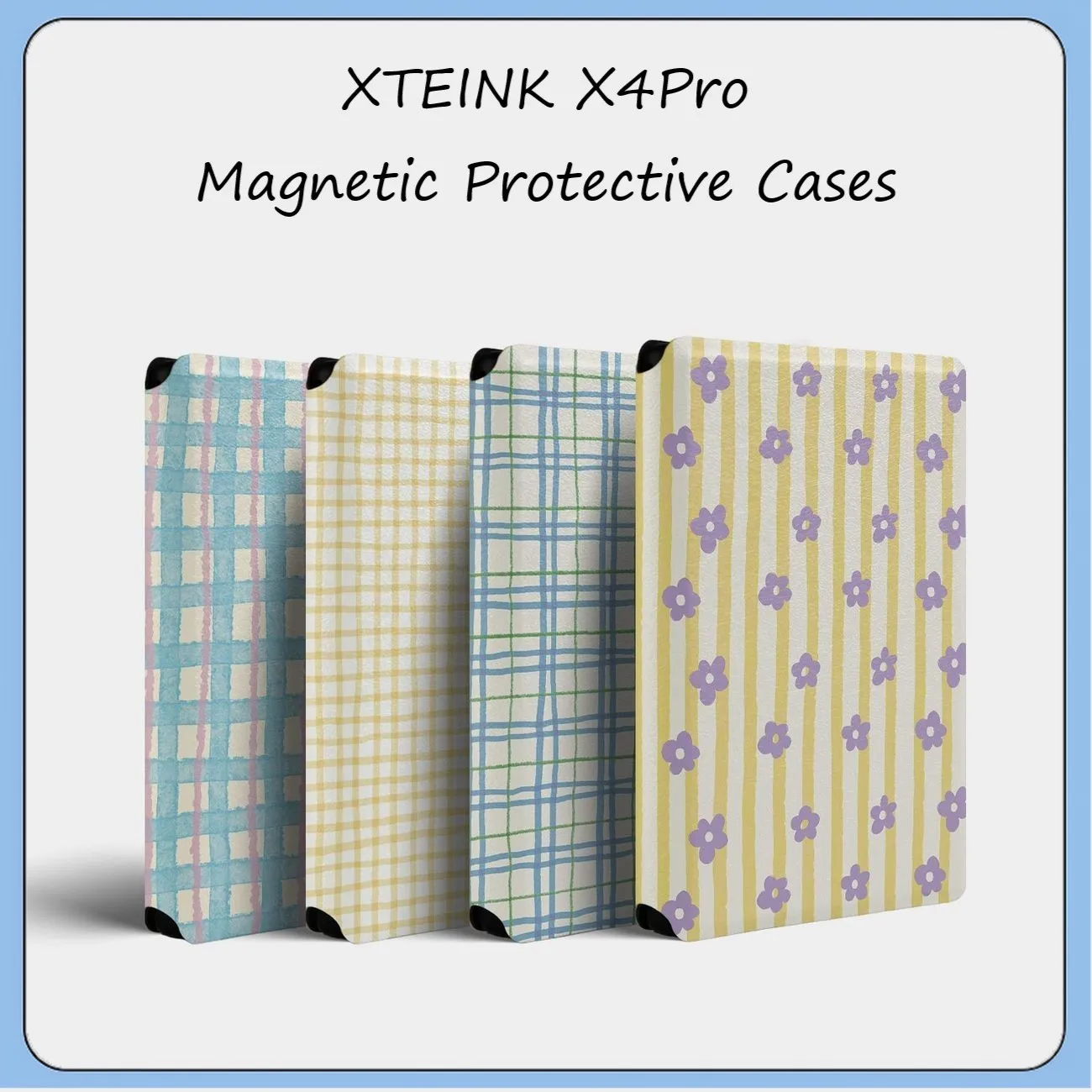 For XTEINK X4Pro E‑Reader Magnetic Protective Folio Case Cover Fresh‑Style Light Aesthetic Pastel Pattern Protective Ultra‑Slim