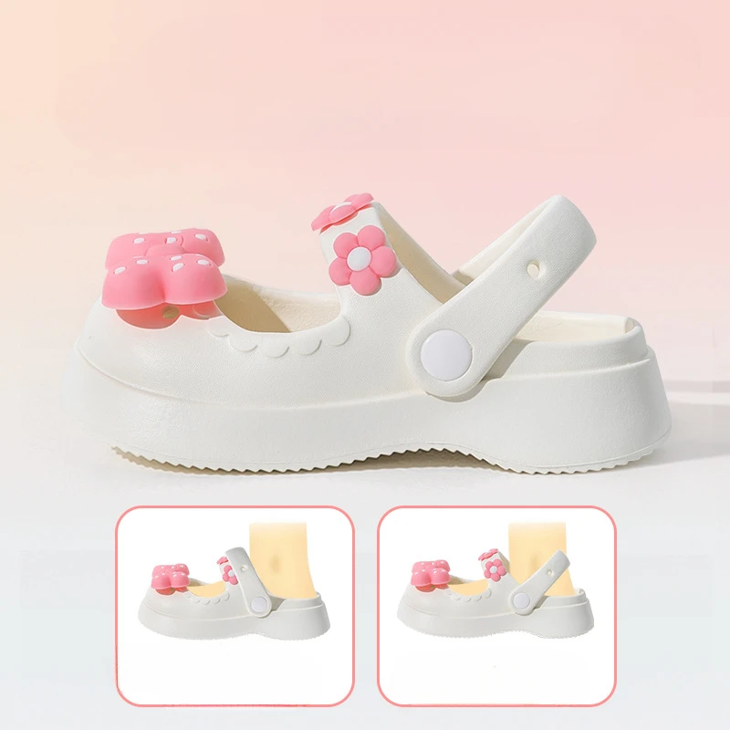 Pantofole per bambini per ragazze estate semplice moda carino fiocco Cave scarpe Indoor genitore-figlio sandali sopraelevati