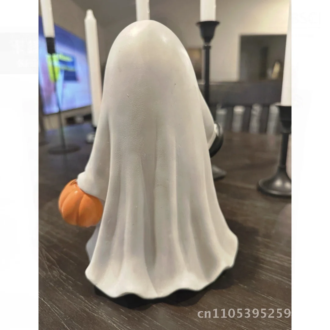 Halloween Ghost Cat Ornament 15cm Modern Minimalist Style Ghost Hugging Cat Walking Dog Statue for Party Decor