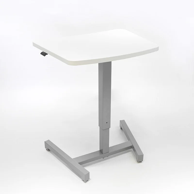 Modern Design Mobile Desk Overbed Laptop Table Computer Cart Lockable Wheels Gas-Spring Height Adjustable Sit to Stand Desk