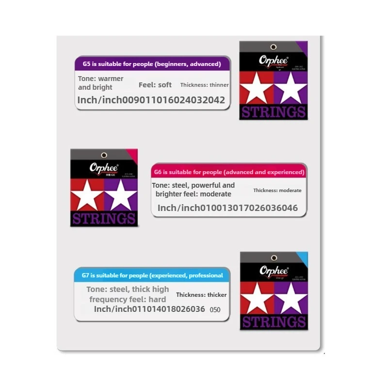 أوتار Orphee، سلسلة Musket، أوتار جيتار كهربائية مطلية جديدة مكونة من 6 أوتار #6