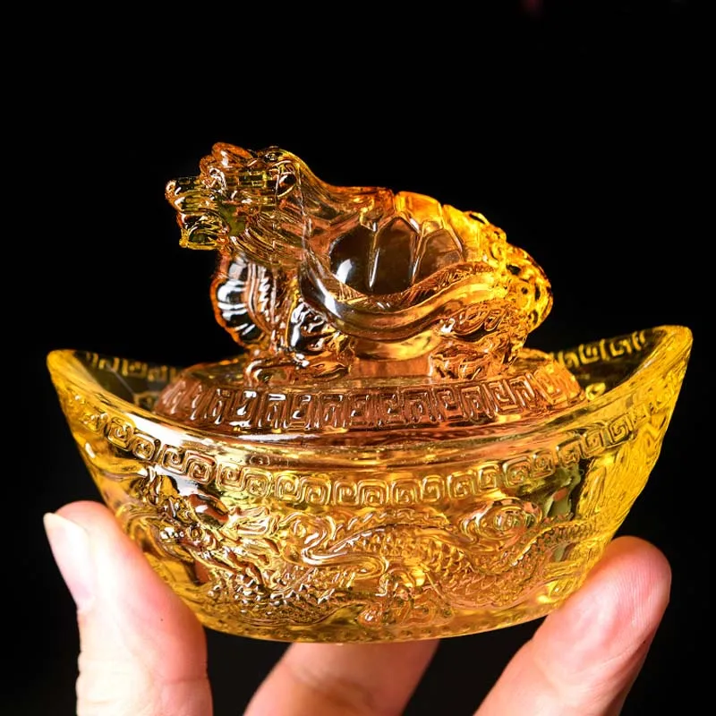 HOME Store mascot Geomantic master Bring in wealth treasure Money Drawing good luck Fortune Dragon turtle yellow crystal