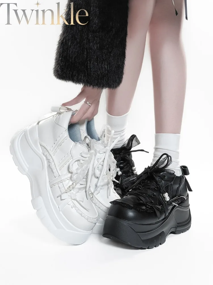 Jirai Kei Chunky Sneakers Women Platform Shoes Black Japanese Sweet Cool Height Increasing Casual Autumn New Original