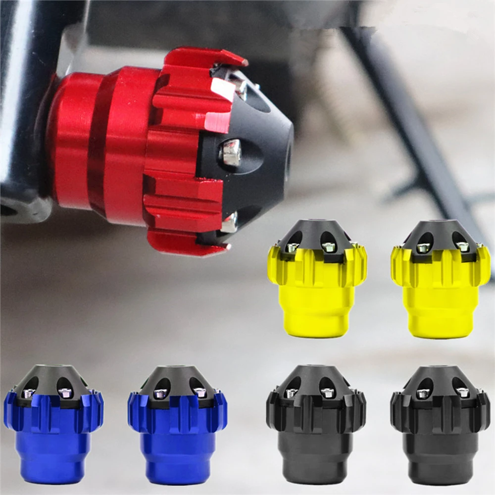 2Pcs Universal Motorrad Absturzsicherung Kollision Tasse Räder Sliders Stoßdämpfer Vorne Anti-fallen Block Cafe Racer