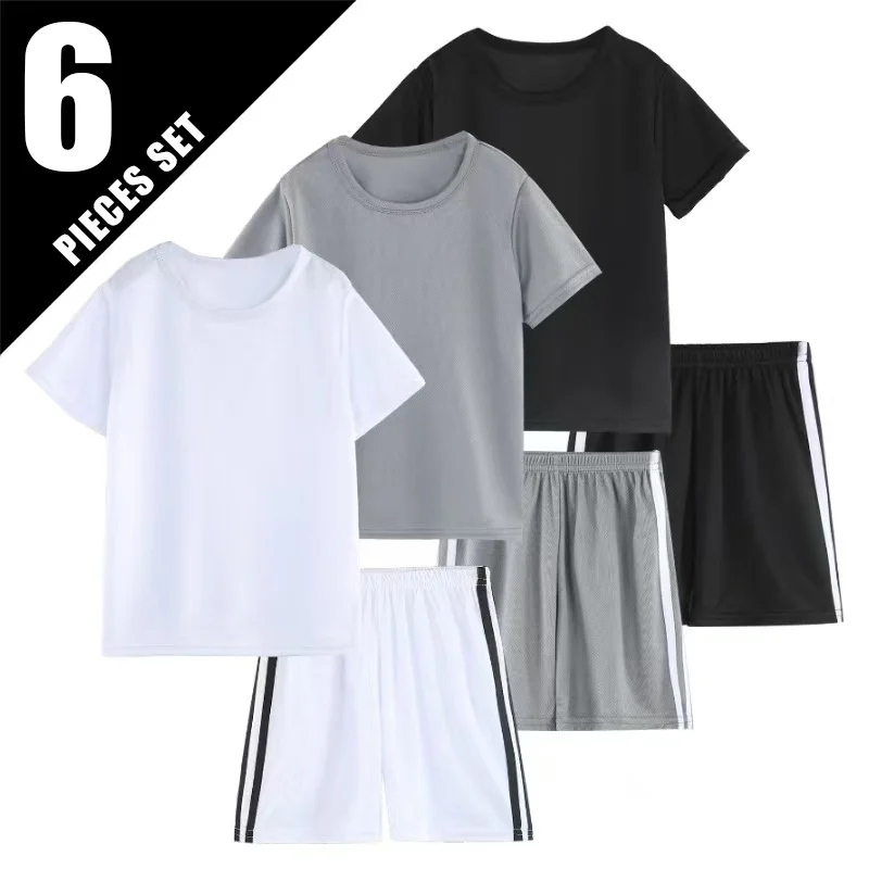 

6/2 шт. детский однотонный базовый быстросохнущий костюм Джокера для мальчиков и девочек, спортивные дышащие шорты с короткими рукавами, одинаковые по цвету