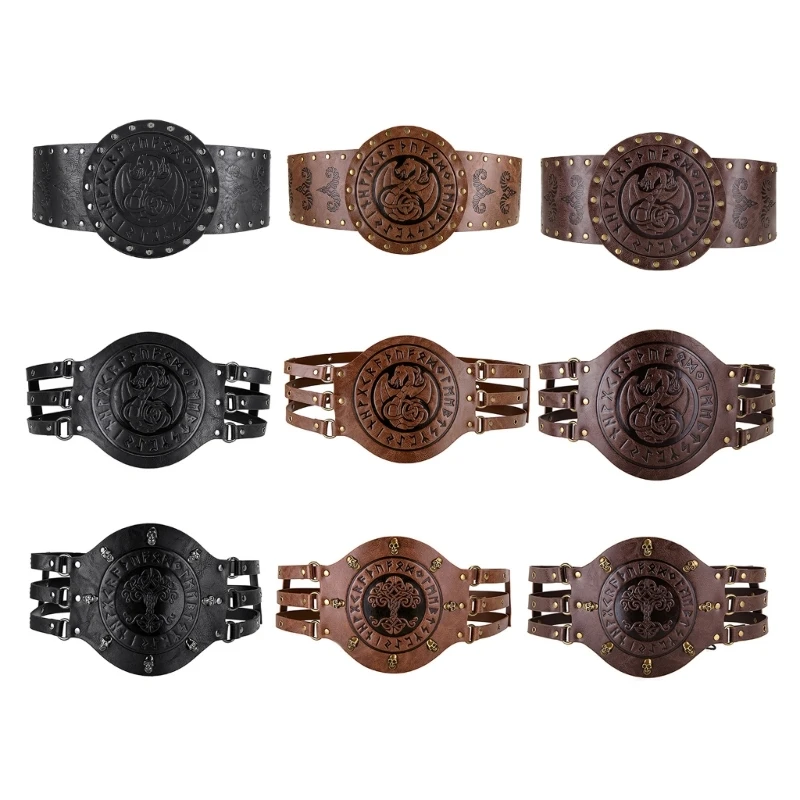 

Stylish Medieval Wide Waist Versatiles Waistband PU Leather Wide Waist Belt for Cosplay and Event Dropship