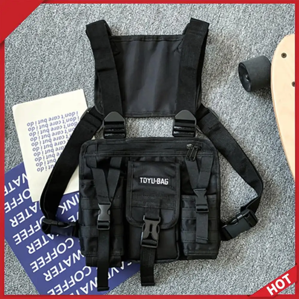 

Casual Vest Bags Oxford Cloth Molle Shoulder Vest Bags Adjustable Multiple Pockets Lightweight for Hiking Travel Cycling