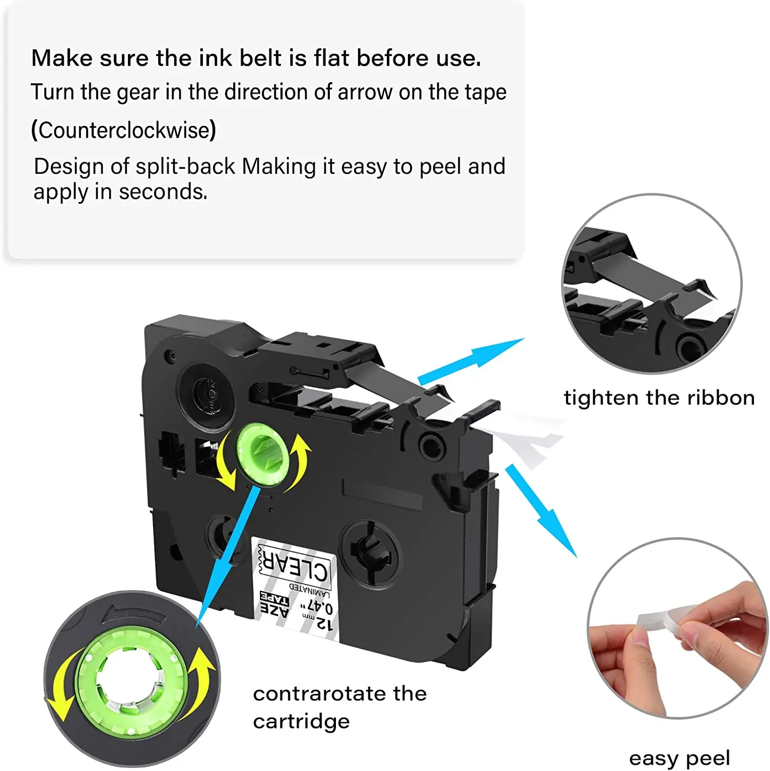 4/8PK Black on Clear 6/9/12/18/24mm Compatible for Brother TZ TZe 131 Standard Label Tape for Ptouch PT-D210 PT-H110 Label Maker