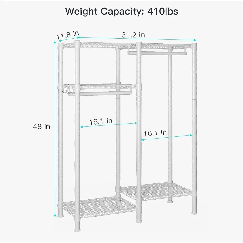 Garment Rack for Kids, Baby, Students, and Children's Room, 4 Tiers Freestanding and Portable Heavy Duty Closets, Small Metal