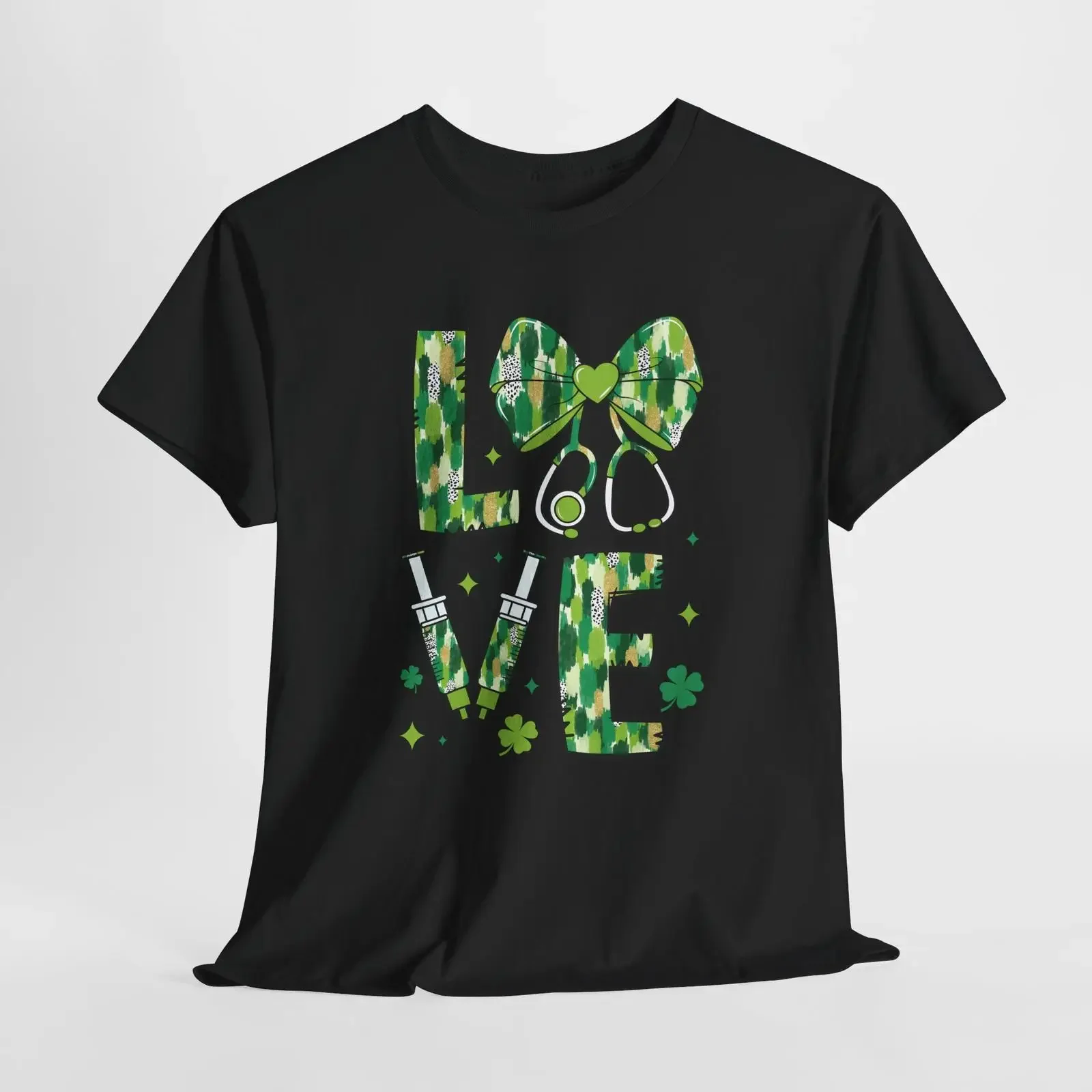 Nurse T Shirt Brushstroke St Patrick's Day Love vintage Washed Breathable Casual homme Top For Everyday Wear Slightly Stretched