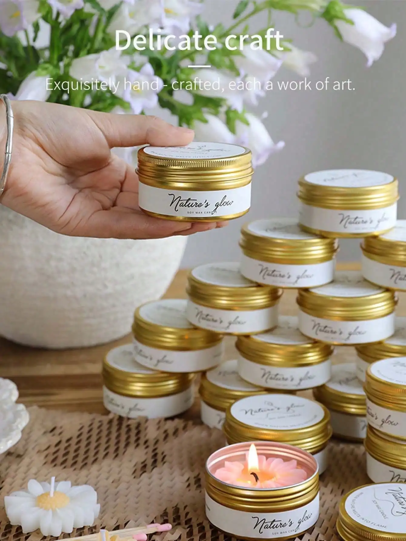 Little Iron Jar Chamomile Scented Candle Smoke-Free Soy Wax Premium Aroma Candle Elegant Gift