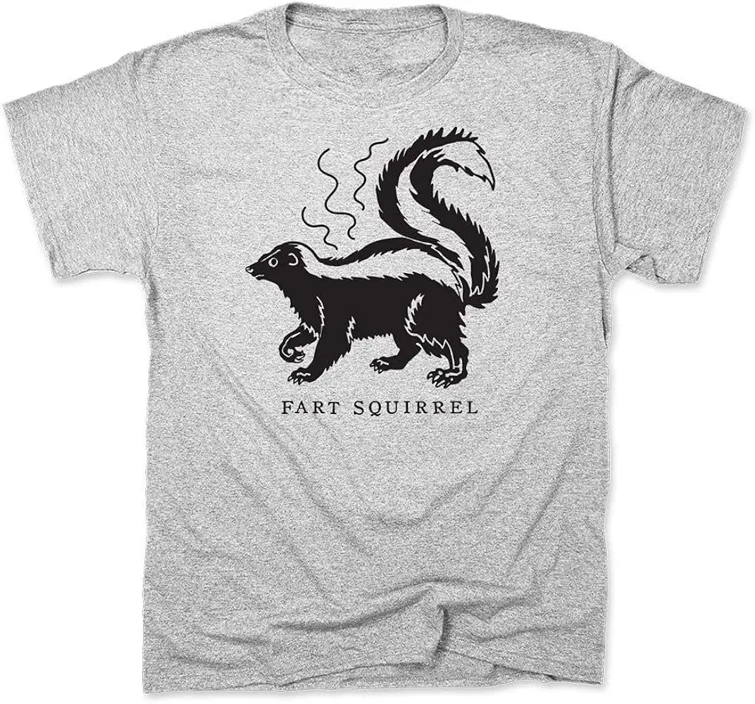 Mens  Squirrel T Shirt Funny Cool Graphic Printed Guys Tee Gray Heather  Cotton Luxury brand vintage oversized