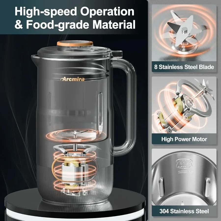 ماكينة صنع حليب الجوز 8 في 1 مع 8 شفرات وسعة 35 أونصة لشوفان اللوز المحلي الصنع وجوز الهند والصويا والحليب النباتي الأخرى وغير داي