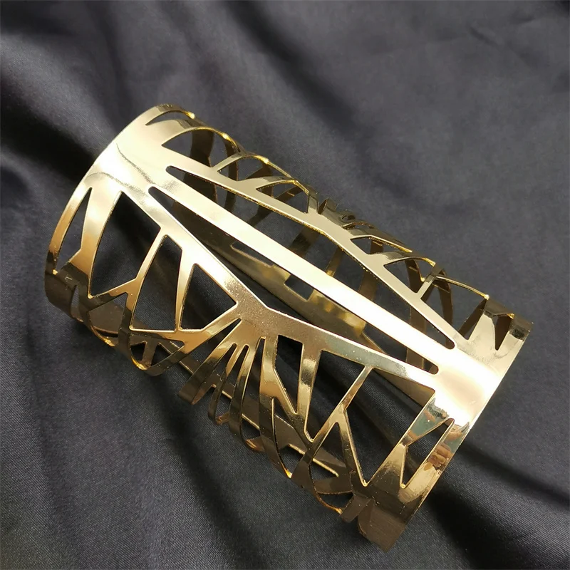 Fkewyy Luxury Bracelet For Women Fashion Jewelry Punk Accessories Hollow Out Jewelry Design Gold Plated Cuff Bracelet Long Punk