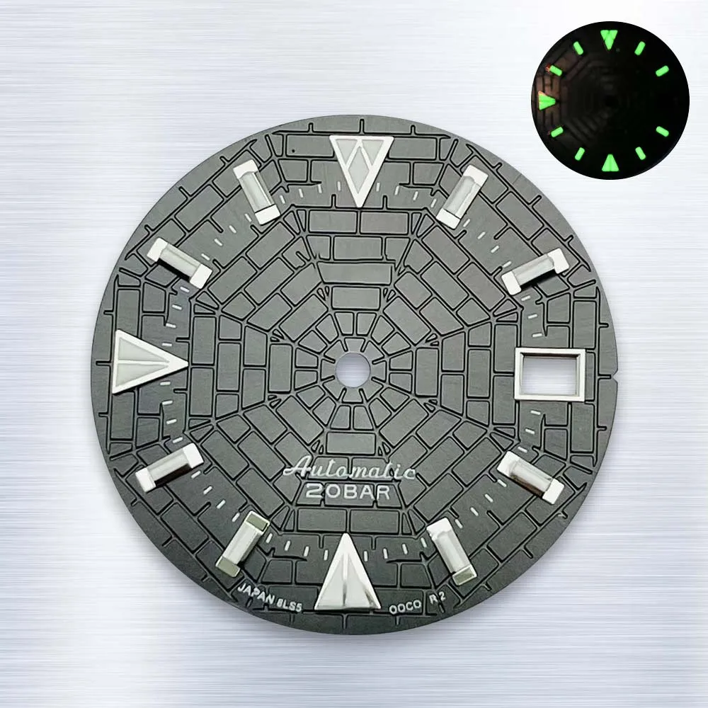 NH35 Dial S Logo Dial 28.5mm Green Luminous Suitable for Japan NH35 NH36 Watch Modification repair Accessories