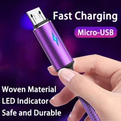 3A Fast Charging USB Micro Cable Data Cable Charger Cord for Samsung Xiaomi Phone Accessories LED Indicator Usb Cable