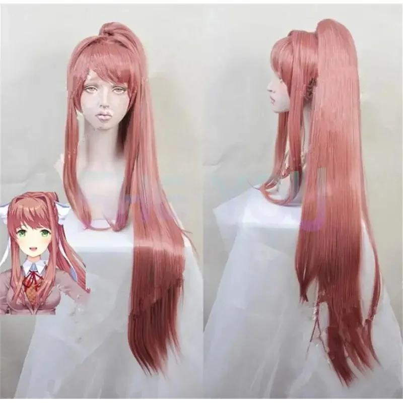 ¡2025 Club de Literatura de Doki! Pelucas Monika DDLC pelo sintético largo resistente al calor Perucas Cosplay + gorro de peluca