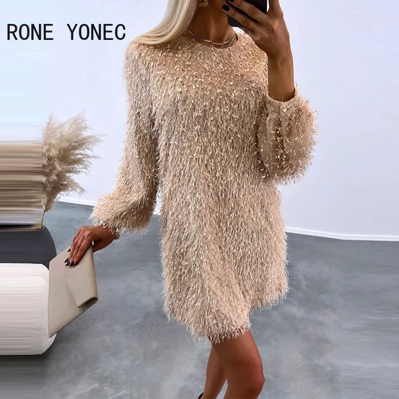 Women Fluffy Long Sleeve Casual Dress Patry Christmas Dress