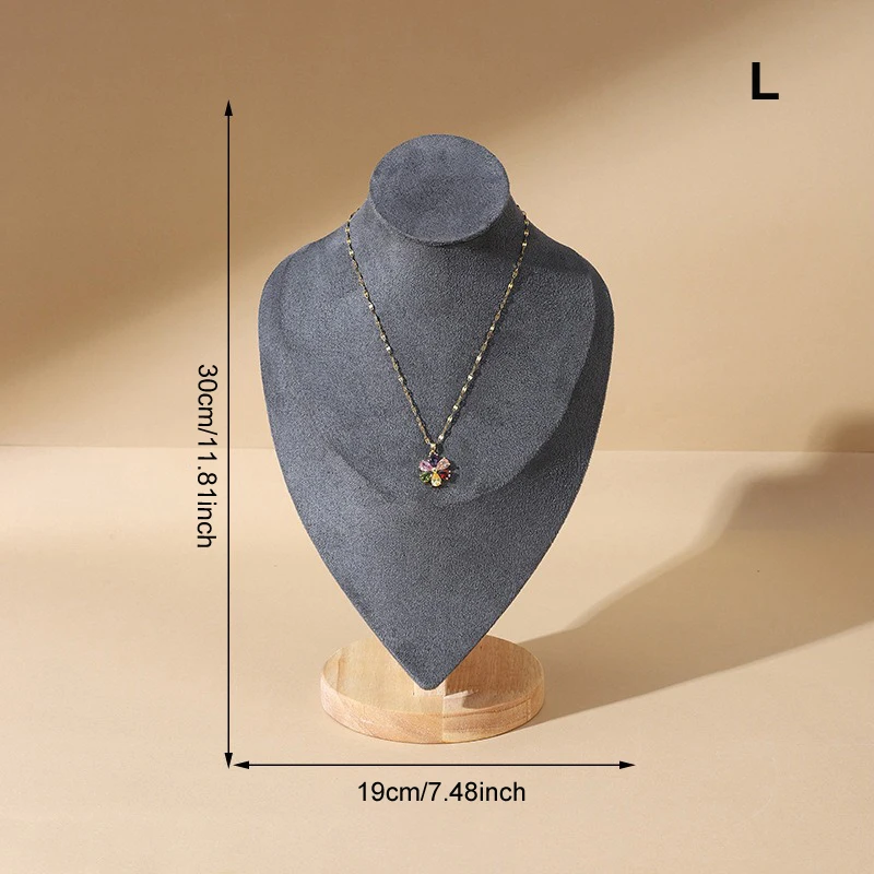 موضة رمادي قلادة قطيفة عرض موقف المعرضة قلادة سوار سلسلة مجوهرات تخزين الرف مكافحة نافذة عرض الدعامة