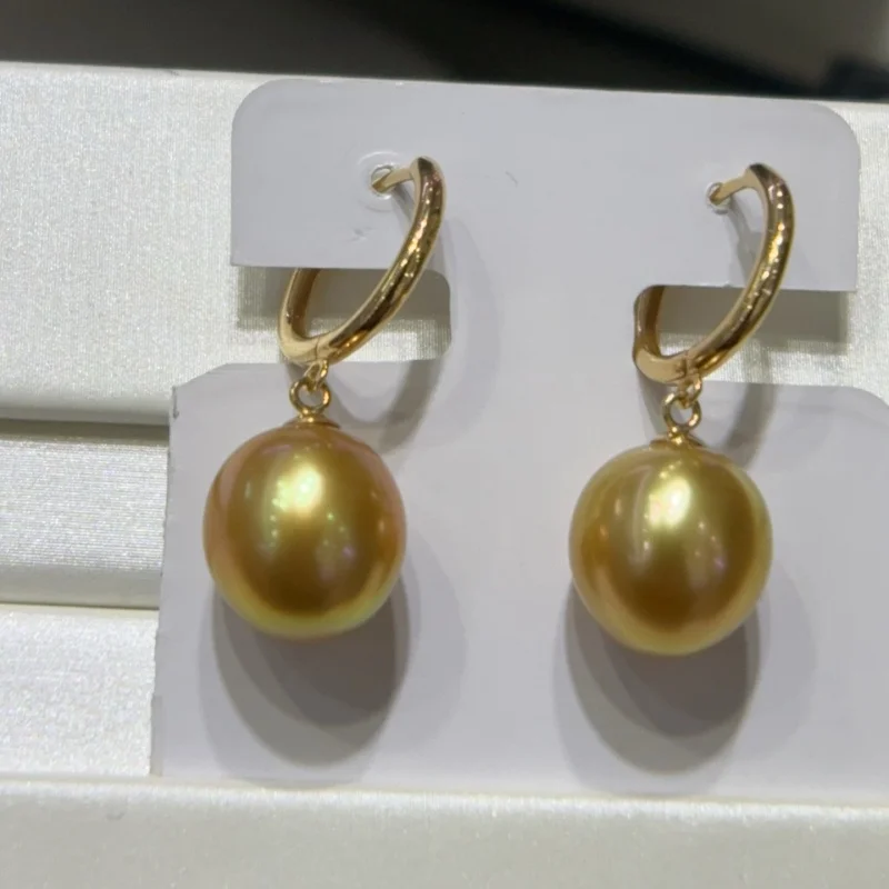 

Серьги-кольца SGARIT, серебро S925, 10-11 мм, серьги-кольца с золотым жемчугом Южного моря для женщин, роскошные свадебные украшения