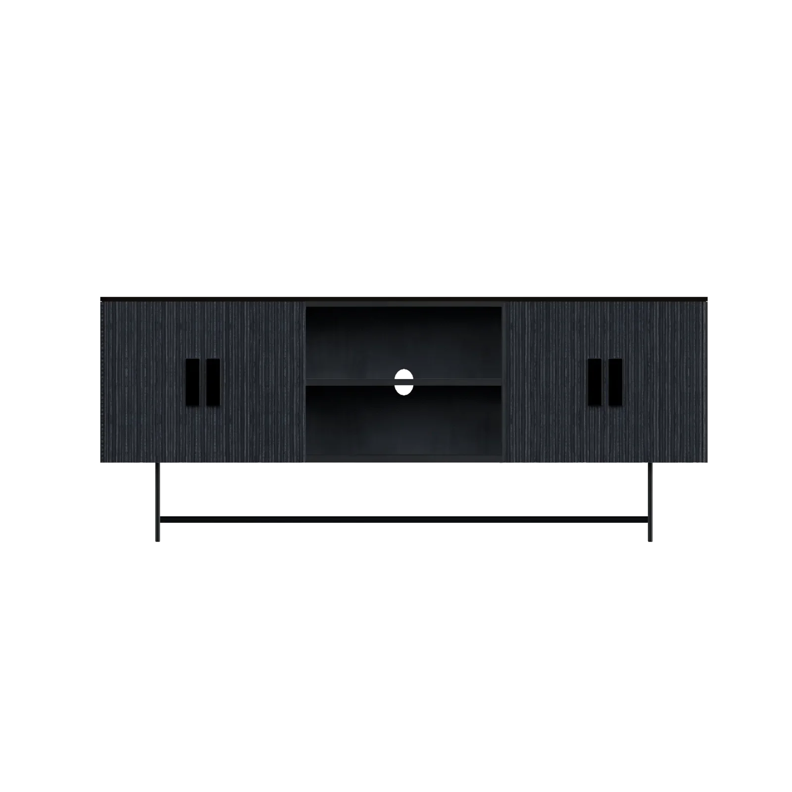 L Modern Black Long Metal Leg Solid Wood New Design Tv Stand With Storage Q