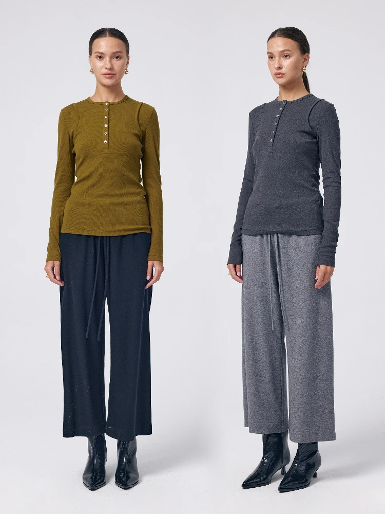 

Вязаные шерстяные повседневные брюки MAIMAI с эластичным поясом, свободного кроя, удобные, женские, в стиле Ханьфу, с широкими штанинами