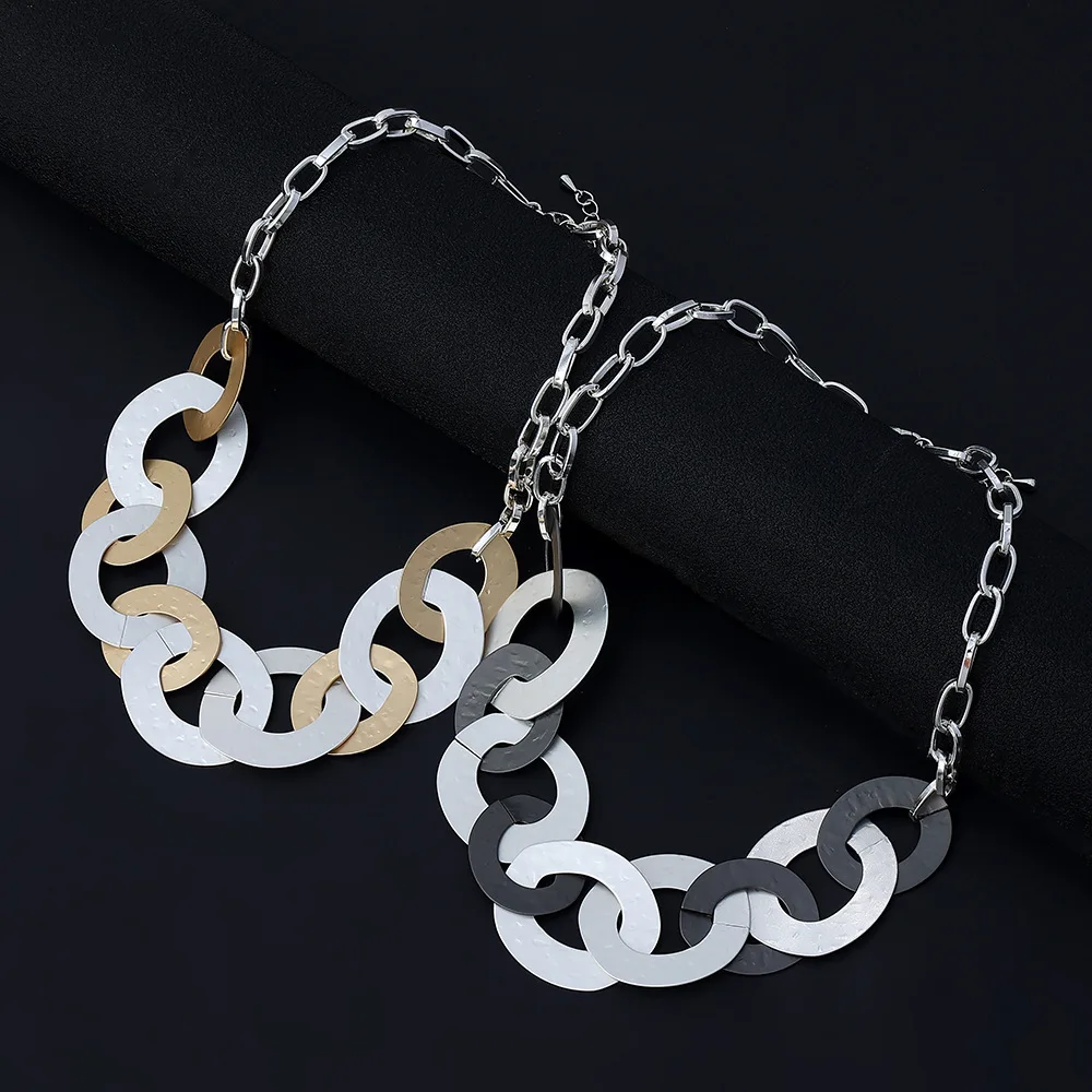 DIY accessories fashion foreign trade explosion female European and American metal ring contrasting collarbone chain jewelry