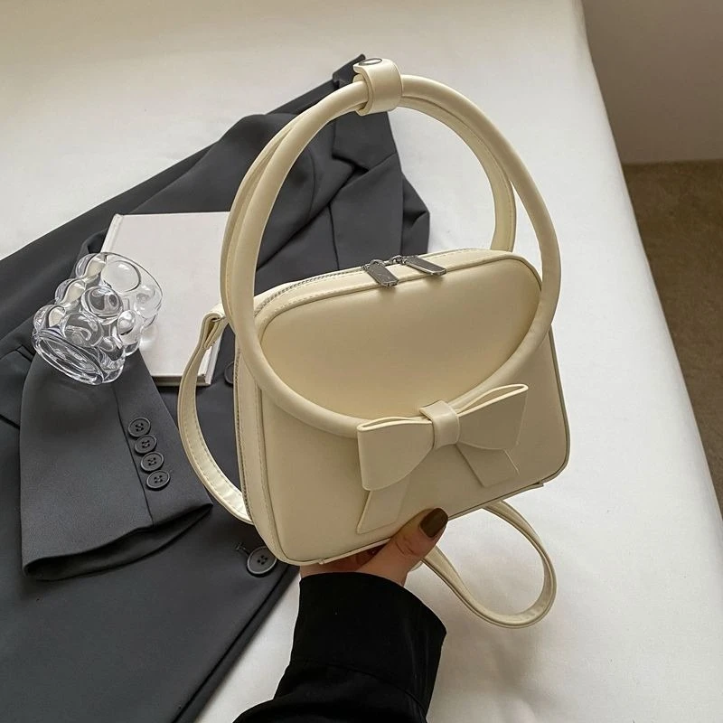 

Sweet 2026 New Fashion Small Square Bag Versatile Shoulder Messenger Commuting Handbags Original Elegant Temperament Bow Handbag