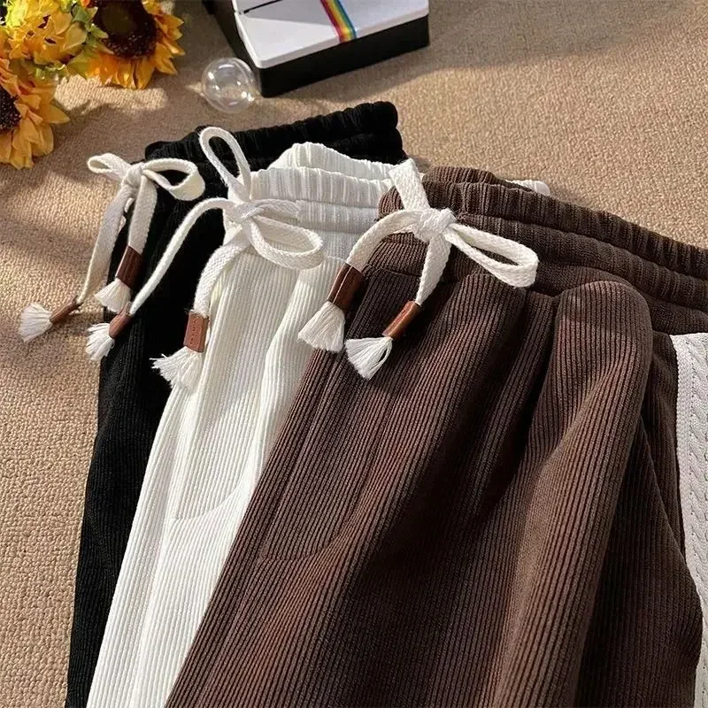 Calça feminina de cintura alta, larga, casual coreana, versátil, solta, emagrecedora, tamanho grande, Instagram, nova para outono, inverno