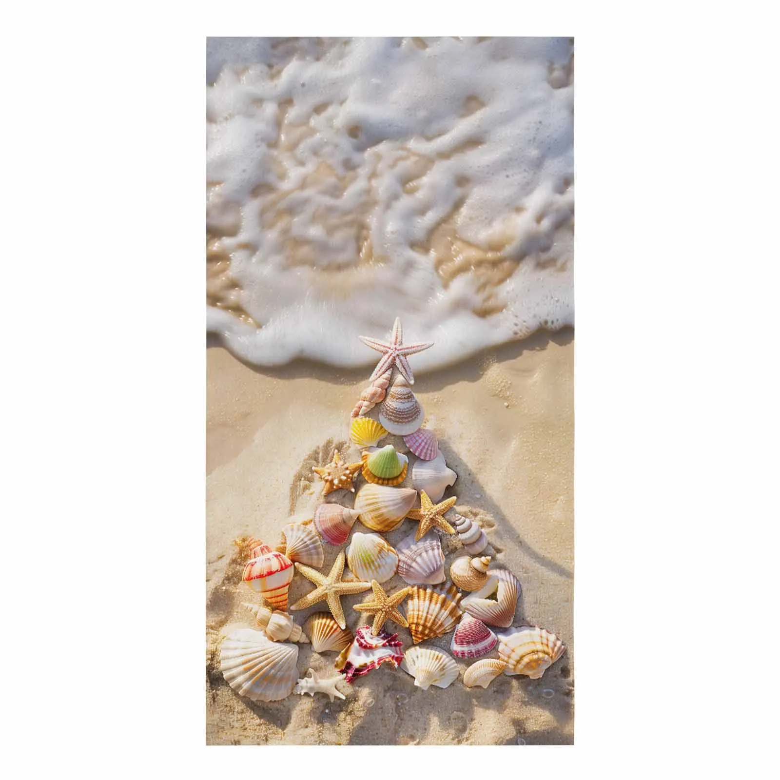 Christmas Tree Beach Shell Sea Star Conch Printed Tea Hand Towel Kitchen Dishcloth Water Absorption Household Cleaning Cloth