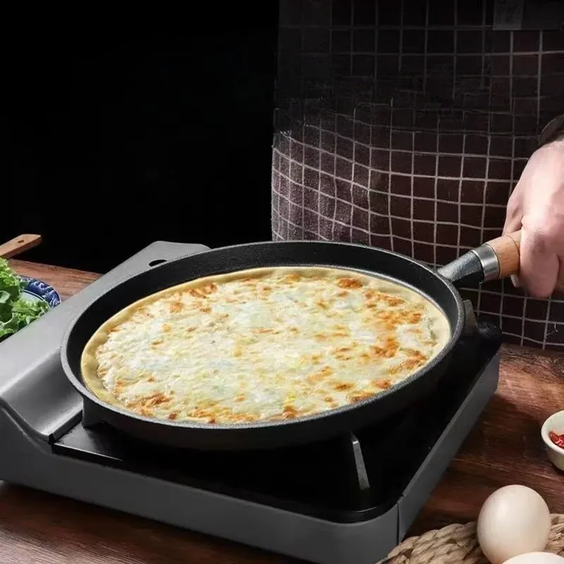 Cast Iron Pan Household Pancake Maker Non-Coated Non-Stick Pan Scallion Pancake Griddle Iron Plate Chopsticks Pig Iron Frying