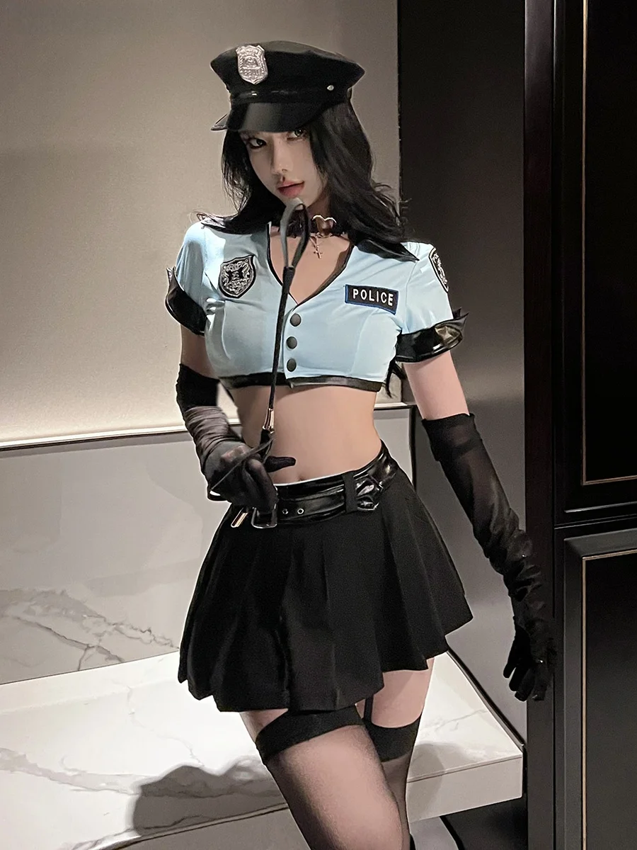

Weisgirl Sexy Female Police Cosplay Suit Small Chest Secretary Uniform Pure Desire Set Flight Attendant Night Club Outfit
